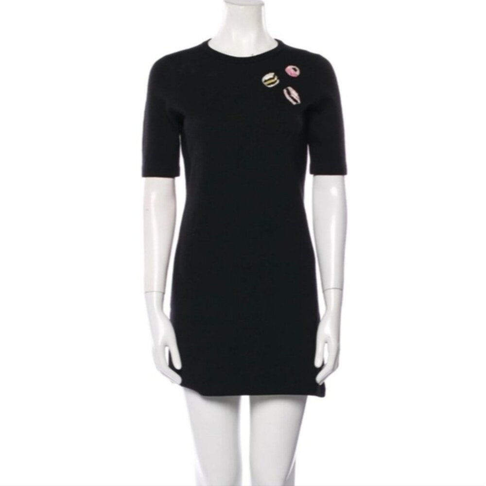 Marc Jacobs Black Wool Dress with Decorative Candy Embellishments Size M